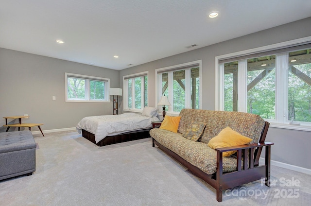80 Vance Gap Rd, Asheville, NC 28805 - carpeted bedroom featuring baseboards, visible vents, and recessed lighting