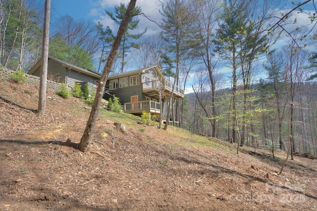80 Vance Gap Rd, Asheville, NC 28805 - view of yard featuring a view of trees and a wooden deck