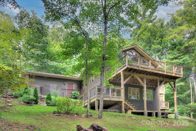 80 Vance Gap Rd, Asheville, NC 28805 - rear view of property featuring stairs and a wooden deck