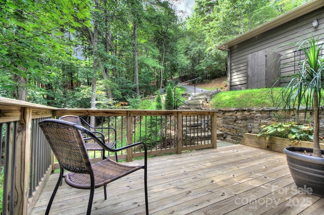 80 Vance Gap Rd, Asheville, NC 28805 - wooden deck with a view of trees