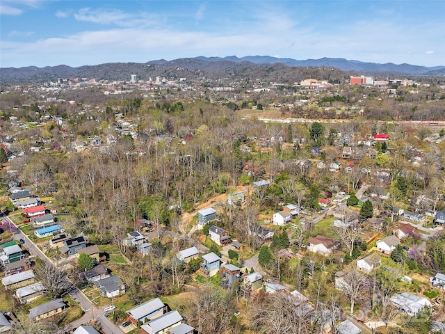 drone / aerial view with a mountain view
