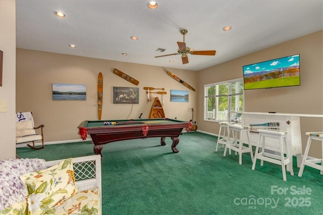 56 Lake Mist Ct Unit 30 & 30A, Nebo, NC 28761 - rec room featuring carpet floors, billiards, recessed lighting, and baseboards