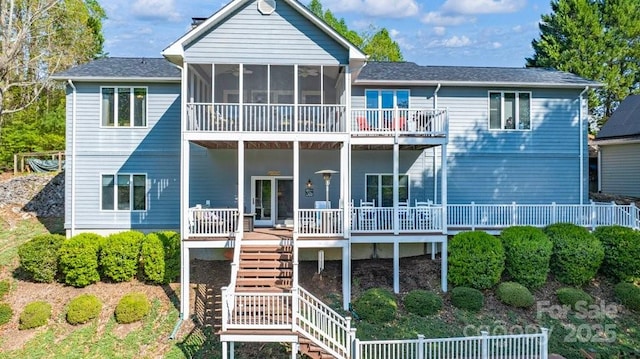 56 Lake Mist Ct Unit 30 & 30A, Nebo, NC 28761 - back of property featuring fence, stairway, and a sunroom