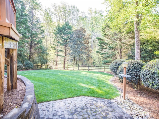 view of yard with a patio area and fence