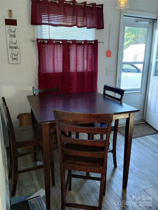 dining space featuring wood finished floors