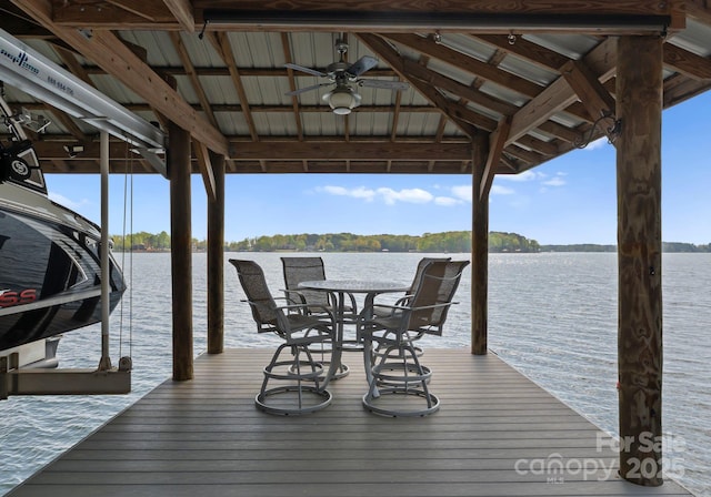 view of dock featuring a water view