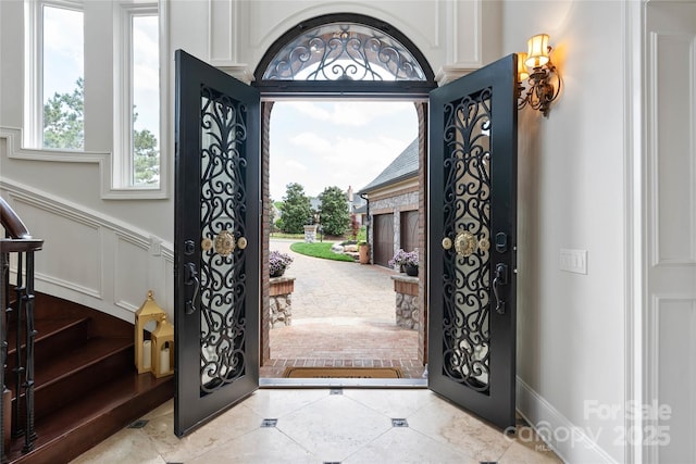 325 Ivy Arbor Cir, Rock Hill, SC 29732 - entryway with plenty of natural light, stairway, and tile patterned flooring