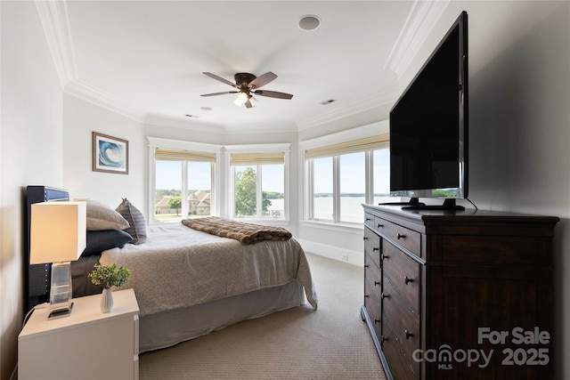 325 Ivy Arbor Cir, Rock Hill, SC 29732 - bedroom featuring light carpet, crown molding, ceiling fan, and baseboards