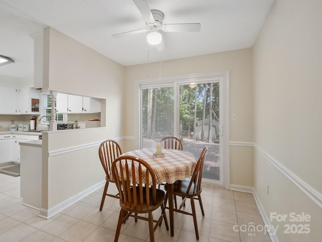 2248 Lawton Bluff Rd, Charlotte, NC 28226 - dining room featuring light tile patterned floors and ceiling fan