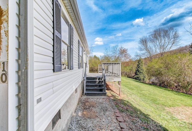 view of yard with a deck