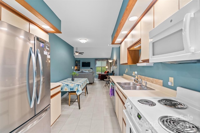 407 Sweeten Way, Asheville, NC 28803 - kitchen featuring light countertops, a sink, stainless steel appliances, and ceiling fan