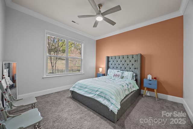 10904 Kilkenny Dr, Matthews, NC 28105 - bedroom featuring ornamental molding, carpet floors, and ceiling fan