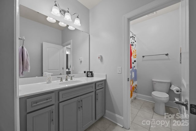 10904 Kilkenny Dr, Matthews, NC 28105 - bathroom with vanity, tile patterned flooring, and a shower with shower curtain