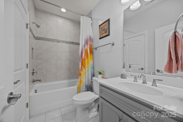 10904 Kilkenny Dr, Matthews, NC 28105 - full bathroom featuring tile patterned flooring, shower / bath combination with curtain, and vanity