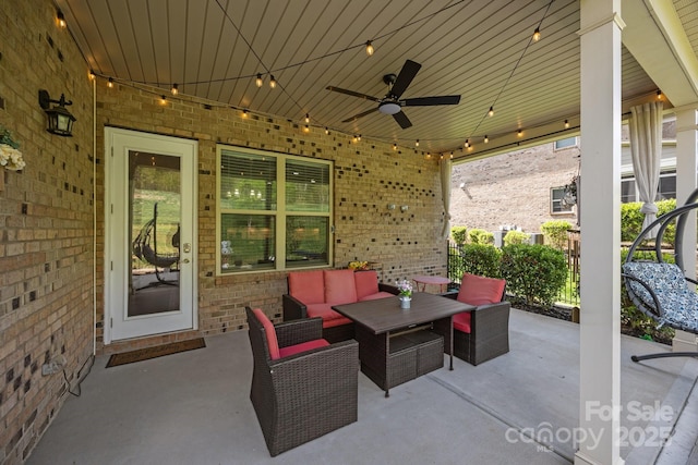 10904 Kilkenny Dr, Matthews, NC 28105 - view of patio / terrace with outdoor lounge area and ceiling fan