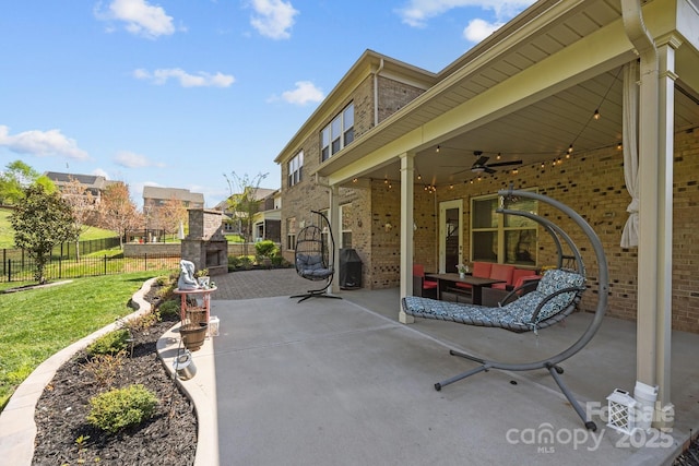10904 Kilkenny Dr, Matthews, NC 28105 - view of patio / terrace featuring a ceiling fan and an outdoor hangout area