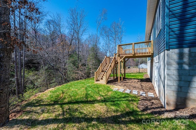 1314 39th Street Cir SW, Hickory, NC 28602 - view of yard featuring a deck and stairway