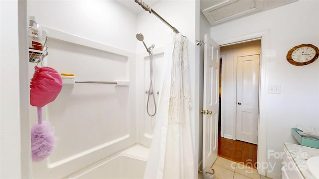 608 Forney Ave, Lincolnton, NC 28092 - bathroom featuring tile patterned flooring and a shower with curtain