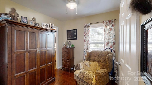 608 Forney Ave, Lincolnton, NC 28092 - sitting room featuring dark wood-type flooring and ceiling fan
