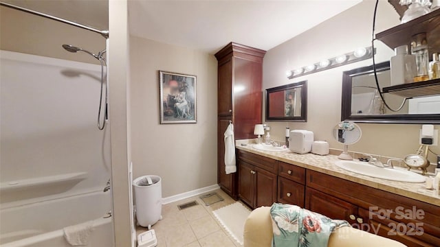 608 Forney Ave, Lincolnton, NC 28092 - bathroom with tile patterned floors, double vanity, a sink, and visible vents