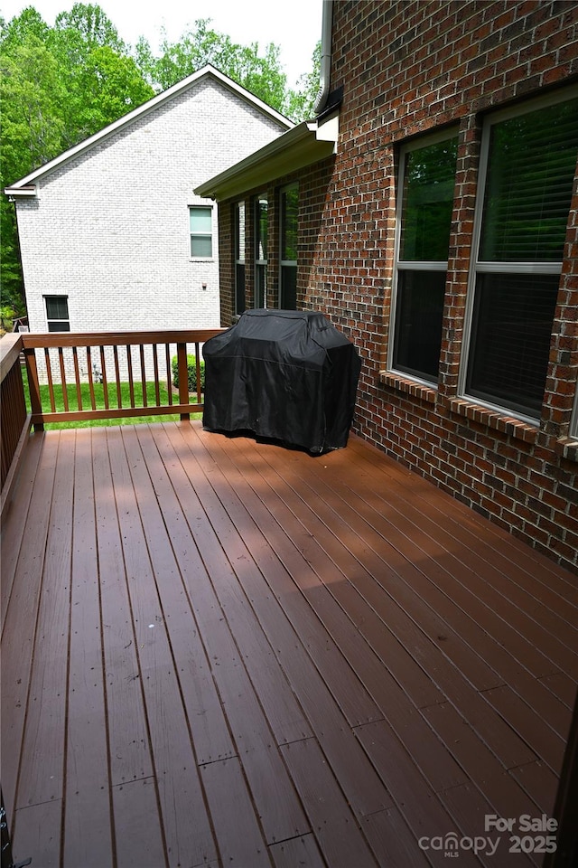deck with a grill