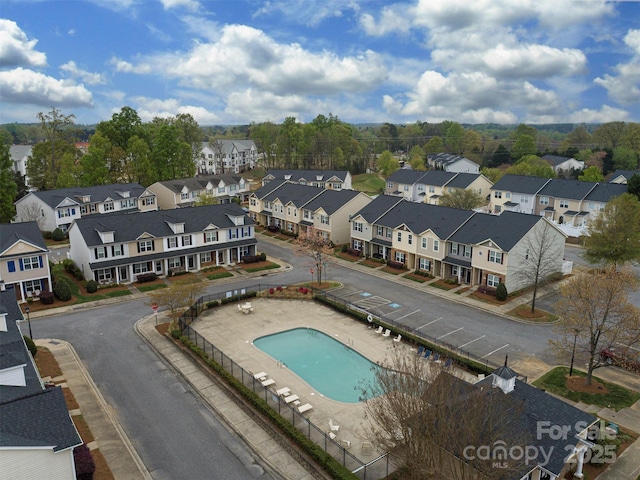 aerial view with a residential view
