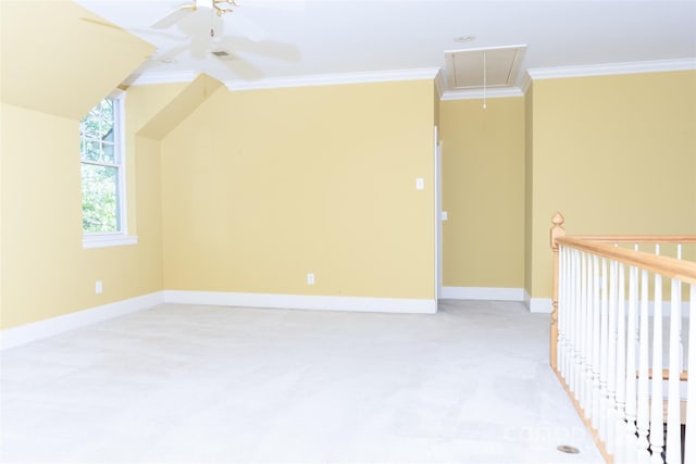 19113 Southport Dr, Cornelius, NC 28031 - interior space featuring attic access, a ceiling fan, baseboards, and light carpet