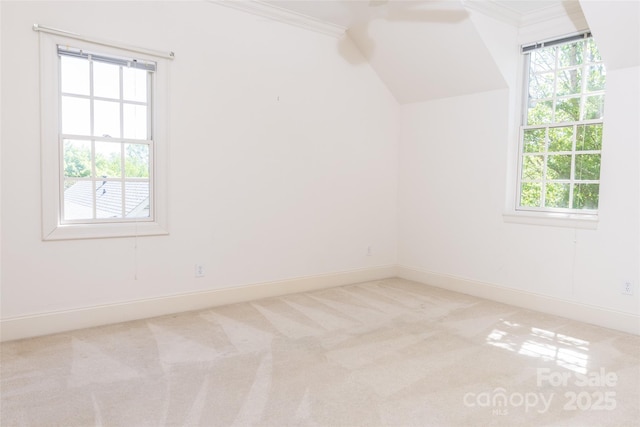 19113 Southport Dr, Cornelius, NC 28031 - additional living space with baseboards, light colored carpet, and vaulted ceiling