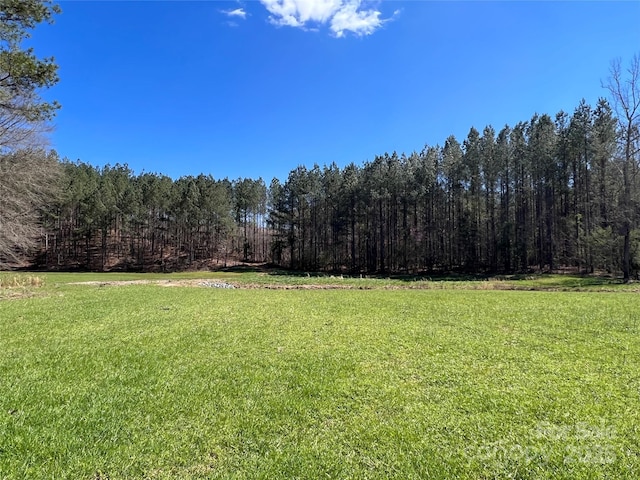 view of yard with a view of trees