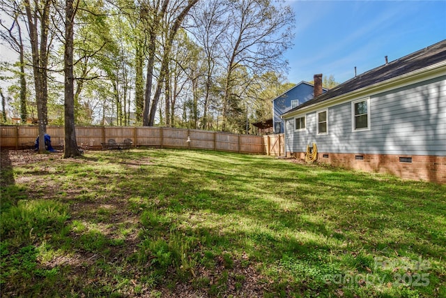 view of yard featuring a fenced backyard