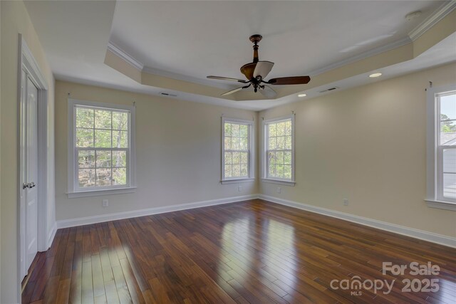 14103 Grand Traverse Dr, Charlotte, NC 28278 - spare room featuring a healthy amount of sunlight, ornamental molding, and a raised ceiling
