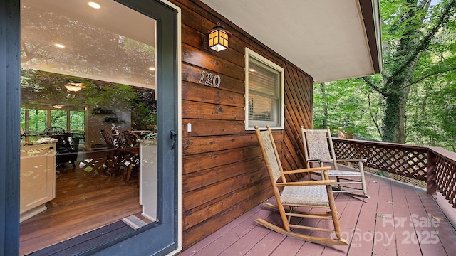deck featuring a porch