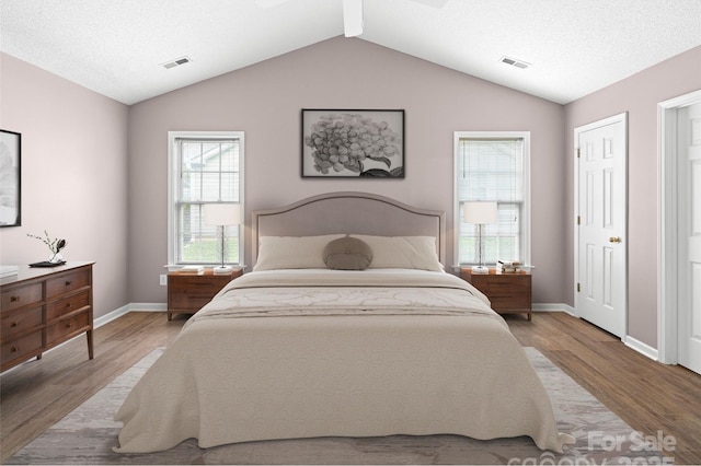 135 S Sunberry Trl, Fletcher, NC 28732 - bedroom with visible vents, light wood-style flooring, vaulted ceiling, and baseboards