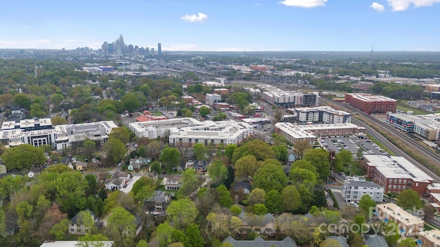 birds eye view of property with a city view