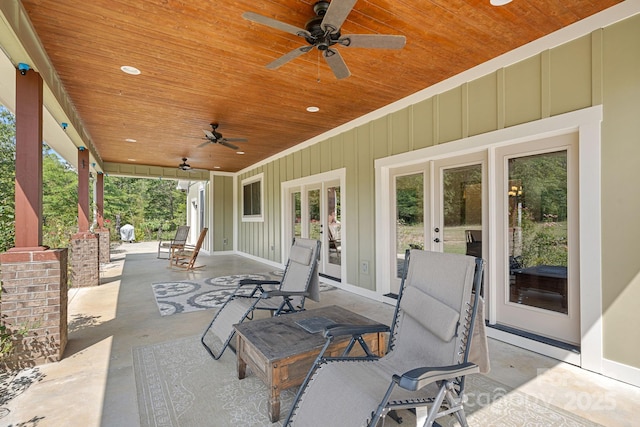5546/5510 Hoodtown Rd, Sharon, SC 29742 - view of patio featuring ceiling fan and french doors