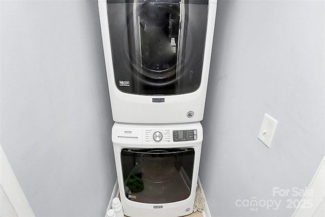 8301 Washington Blvd, Charlotte, NC 28262 - clothes washing area with laundry area and stacked washer and clothes dryer