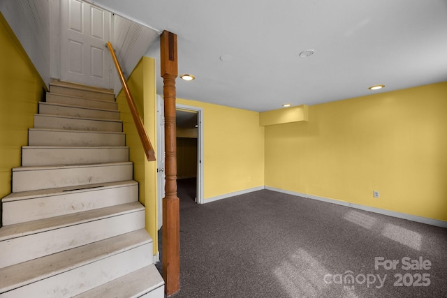 67 Montana Ave, Asheville, NC 28806 - stairs with carpet flooring, baseboards, and recessed lighting