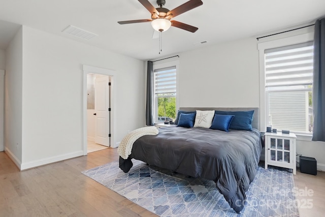 4120 Spring Cove Way, Belmont, NC 28012 - bedroom with wood finished floors, visible vents, a ceiling fan, and baseboards