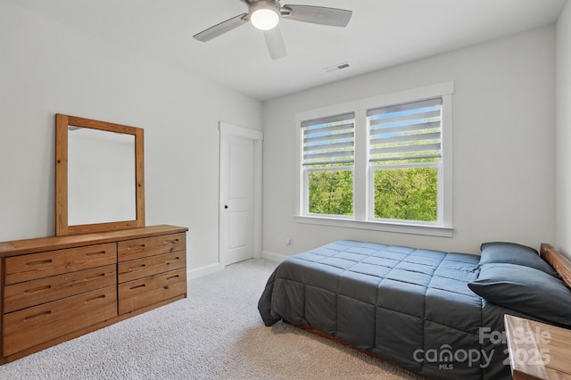 4120 Spring Cove Way, Belmont, NC 28012 - carpeted bedroom featuring baseboards, a ceiling fan, and visible vents