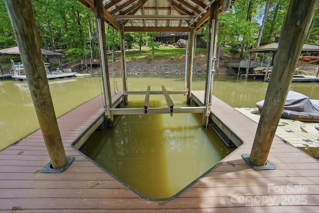 4120 Spring Cove Way, Belmont, NC 28012 - dock area featuring boat lift and a water view