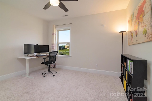 8313 Balcony Bridge Rd, Huntersville, NC 28078 - carpeted office with a ceiling fan and baseboards