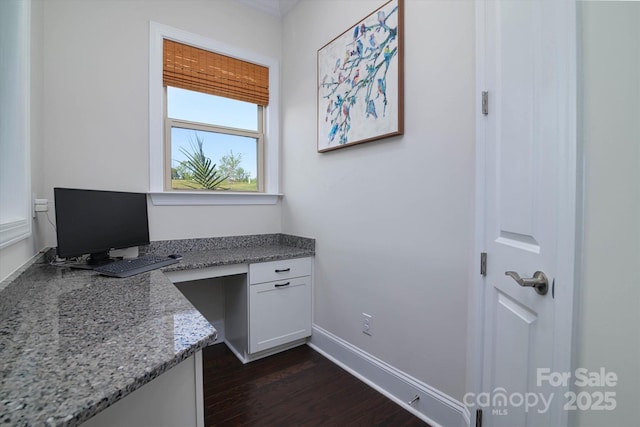 8313 Balcony Bridge Rd, Huntersville, NC 28078 - unfurnished office featuring dark wood-style flooring and baseboards