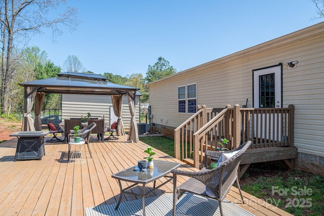 980 Lakeland Ave, Lincolnton, NC 28092 - wooden deck with a gazebo and cooling unit