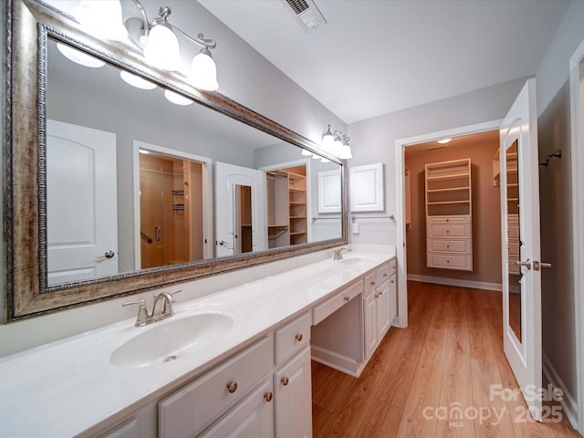 4754 Polo Gate Blvd, Charlotte, NC 28216 - bathroom with a spacious closet, visible vents, and a sink