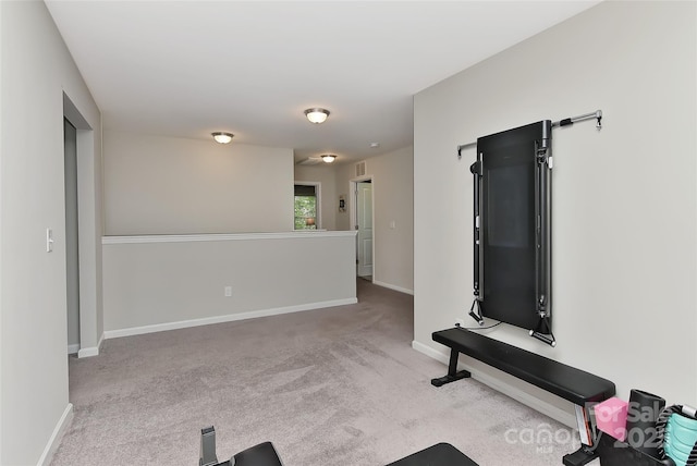 15035 Ockeechobee Ct, Mint Hill, NC 28227 - workout room with visible vents, carpet floors, and baseboards