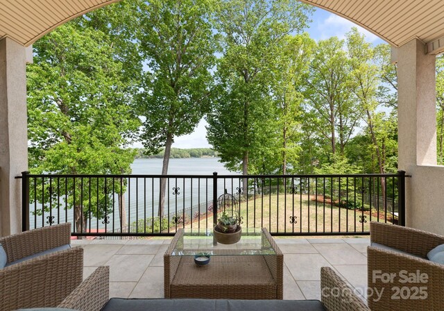 balcony with a water view