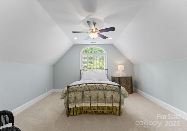 1328 Astoria Pkwy, Sherrills Ford, NC 28609 - carpeted bedroom featuring ceiling fan, vaulted ceiling, and baseboards