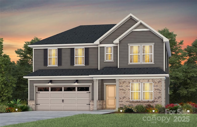 13756 Roderick Dr Unit 176, Huntersville, NC 28078 - craftsman house featuring roof with shingles, a garage, and driveway