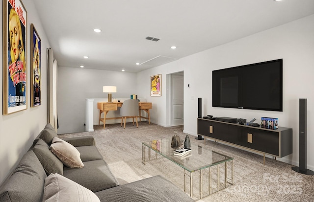 13756 Roderick Dr Unit 176, Huntersville, NC 28078 - living area featuring recessed lighting, visible vents, and carpet floors