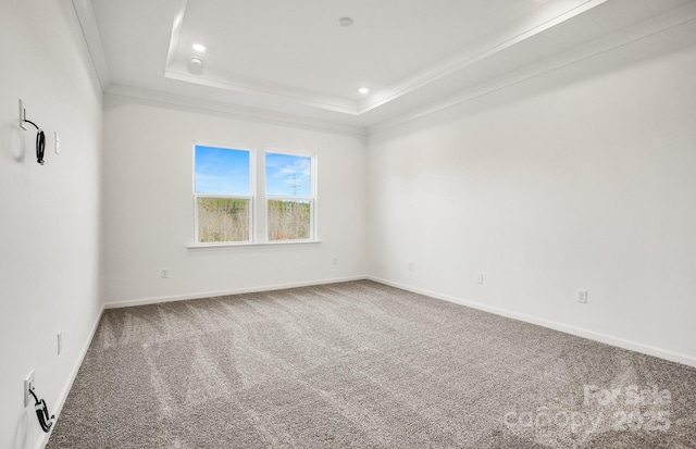 13756 Roderick Dr Unit 176, Huntersville, NC 28078 - carpeted spare room with ornamental molding, baseboards, recessed lighting, and a tray ceiling